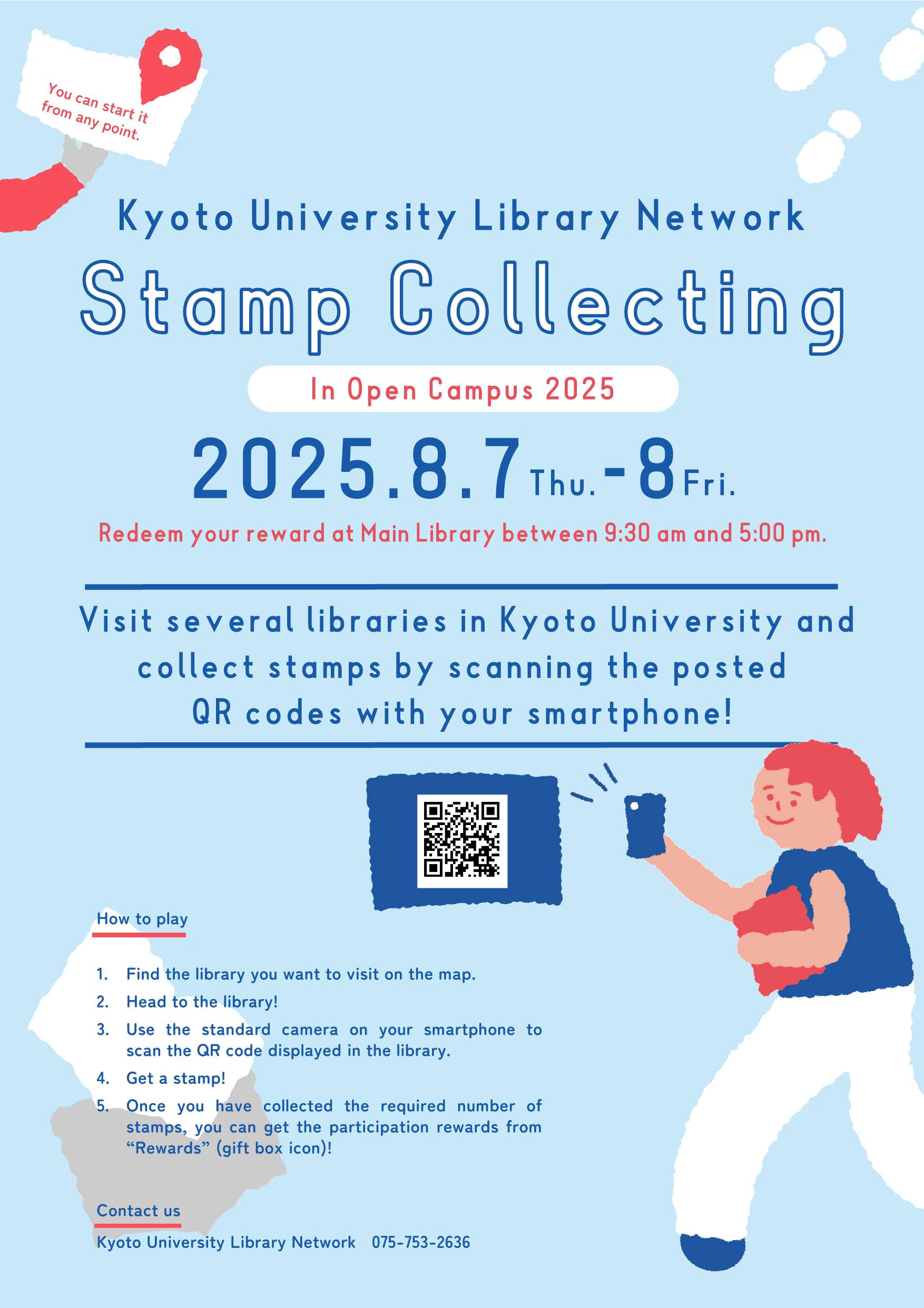 Kyoto University Library Network Stamp Collecting in Open Campus 2025 poster